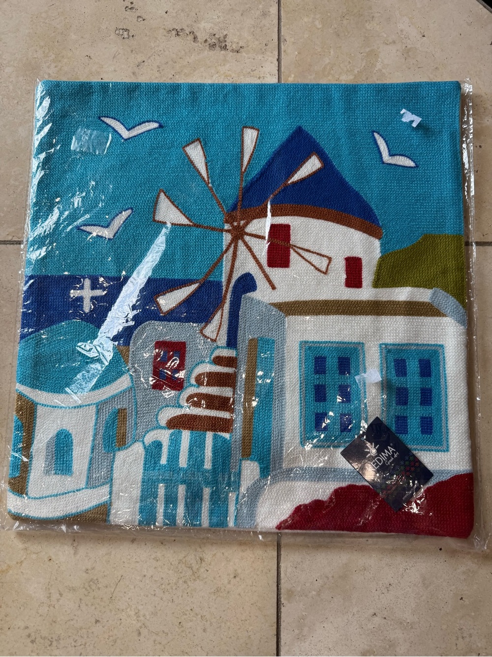 Mediterranean embroidered Windmill Decorative pillow cover
